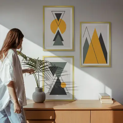 Absztrakt geometriai alakzatok fali dekoráció kép készlet 