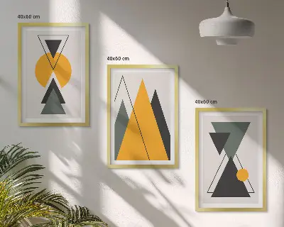 Absztrakt geometriai alakzatok fali dekoráció kép készlet 
