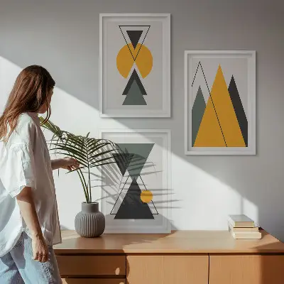 Absztrakt geometriai alakzatok fali dekoráció kép készlet 