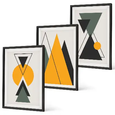 Absztrakt geometriai alakzatok fali dekoráció kép készlet 