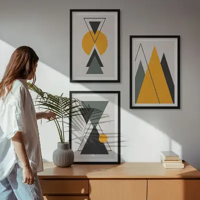 Absztrakt geometriai alakzatok fali dekoráció kép készlet 