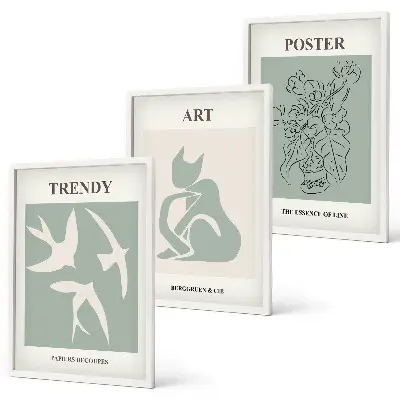 Keretezett kép szett hálószobába Matisse stílusú illusztrációkkal
