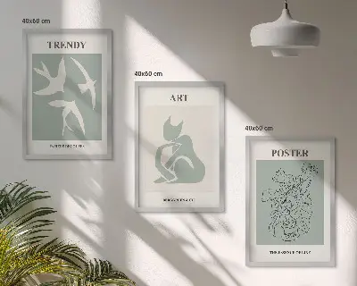 Keretezett kép szett hálószobába Matisse stílusú illusztrációkkal