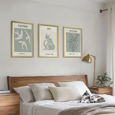 Keretezett kép szett hálószobába Matisse stílusú illusztrációkkal