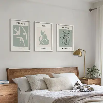 Keretezett kép szett hálószobába Matisse stílusú illusztrációkkal