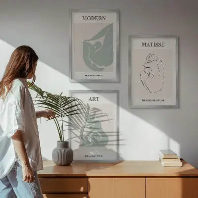 Absztrakt pasztell figurák keretezett képszett hálószobába