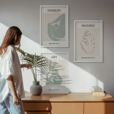 Absztrakt pasztell figurák keretezett képszett hálószobába