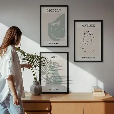 Absztrakt pasztell figurák keretezett képszett hálószobába