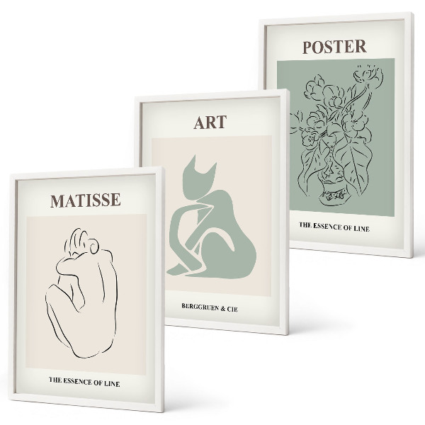 Keretezett kép szett hálószobába Matisse zöld bézs poszterek