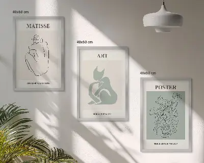 Matisse zöld és bézs poszterszett keretezett képek hálószobába