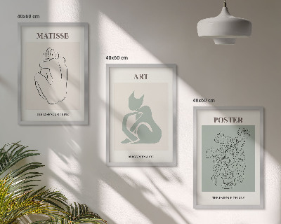 Keretezett kép szett hálószobába Matisse zöld bézs poszterek