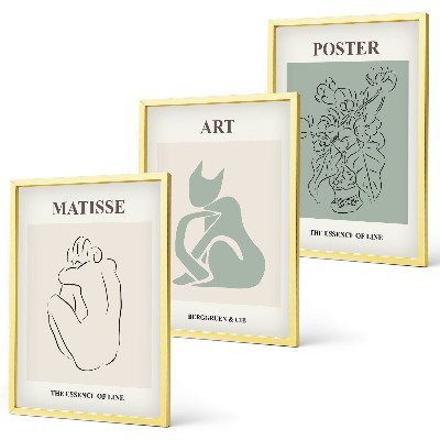 Keretezett kép szett hálószobába Matisse zöld bézs poszterek