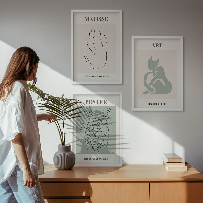 Keretezett kép szett hálószobába Matisse zöld bézs poszterek