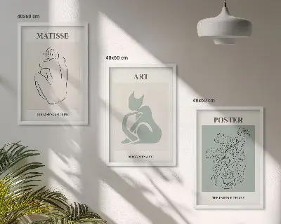 Matisse zöld és bézs poszterszett keretezett képek hálószobába