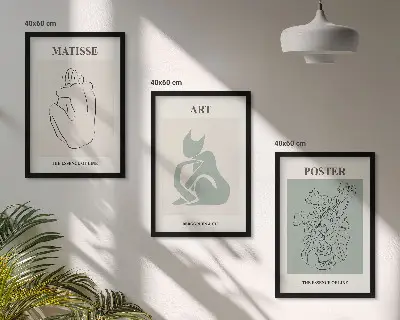 Matisse zöld és bézs poszterszett keretezett képek hálószobába