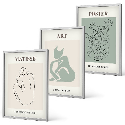Keretezett kép szett hálószobába Matisse zöld bézs poszterek