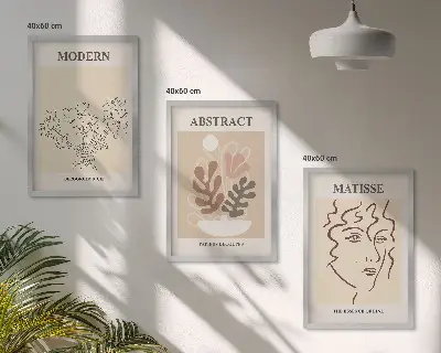 Modern növénysorok képszett keretezett falikép hálószobába