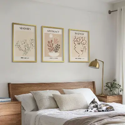 Modern növénysorok képszett keretezett falikép hálószobába
