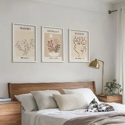 Modern növénysorok képszett keretezett falikép hálószobába