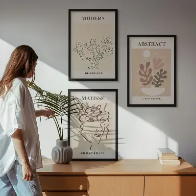 Modern növénysorok képszett keretezett falikép hálószobába