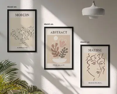 Modern növénysorok képszett keretezett falikép hálószobába