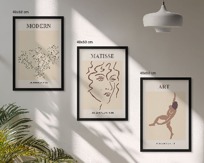 Fali dekoráció kép készlet Stílusos grafikus virágfigurák