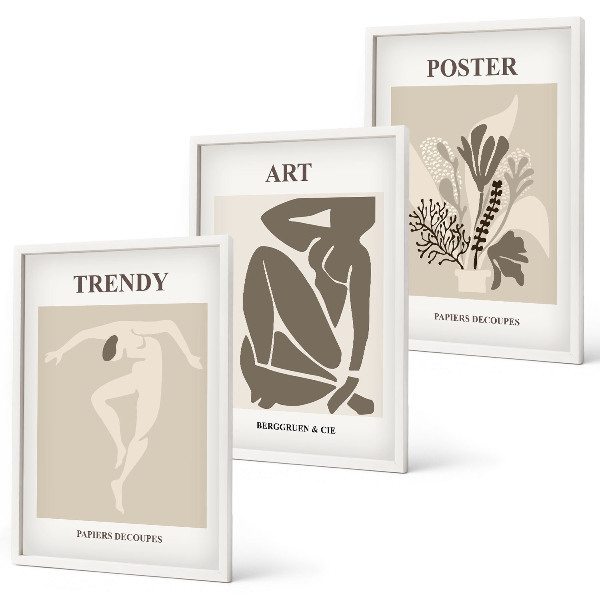Keretezett kép szett hálószobába Matisse növényi figurái