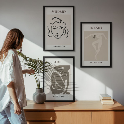Fali dekoráció kép készlet Absztrakt portrék színei