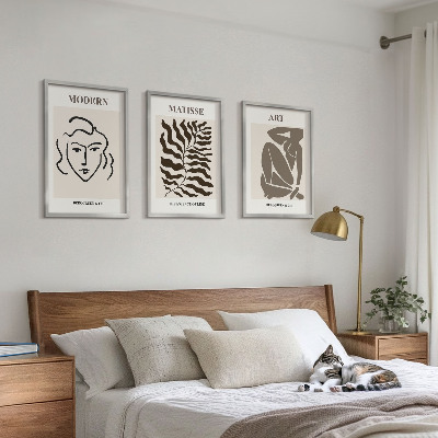 Fali dekoráció kép készlet Stílusos grafika, vonalak, karakterek