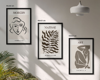 Fali dekoráció kép készlet Stílusos grafika, vonalak, karakterek