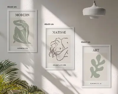 Fali dekorációs képszett stílusos növényi mintákkal