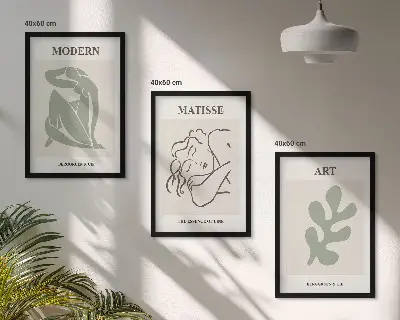Fali dekorációs képszett stílusos növényi mintákkal