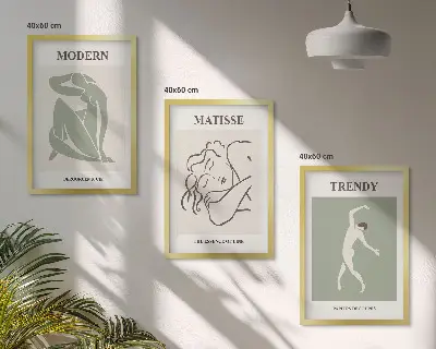 Keretezett képszett hálószobába stílusos minimalista karakterekkel