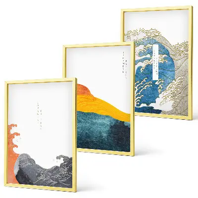 Japán hullám mintás keretezett képszett hálószobába grafikai stílusú falikép válogatás