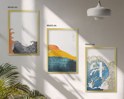 Keretezett kép szett hálószobába A japán grafikai stílus hullámai