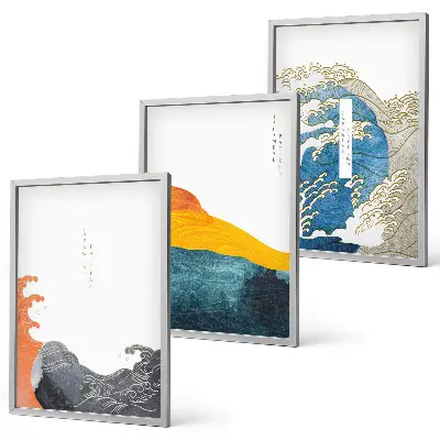 Japán hullám mintás keretezett képszett hálószobába grafikai stílusú falikép válogatás