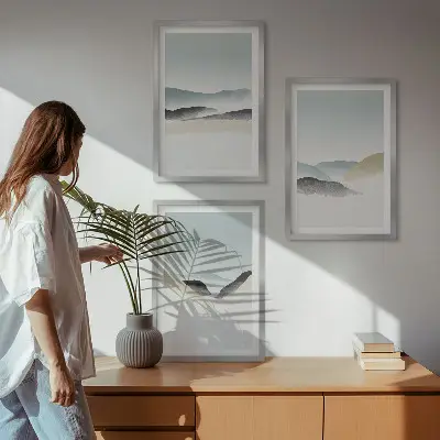 Fali dekorációs képkészlet minimalista pasztell hegyek mintával