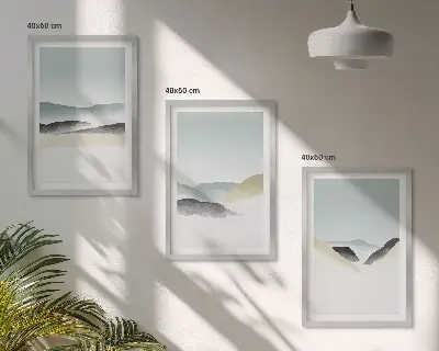 Fali dekorációs képkészlet minimalista pasztell hegyek mintával