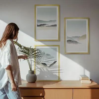 Fali dekorációs képkészlet minimalista pasztell hegyek mintával