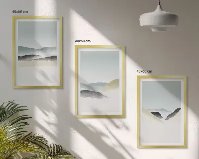 Fali dekorációs képkészlet minimalista pasztell hegyek mintával