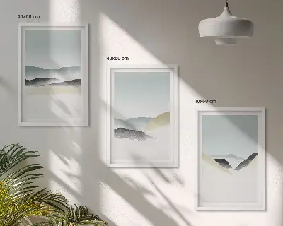 Fali dekorációs képkészlet minimalista pasztell hegyek mintával
