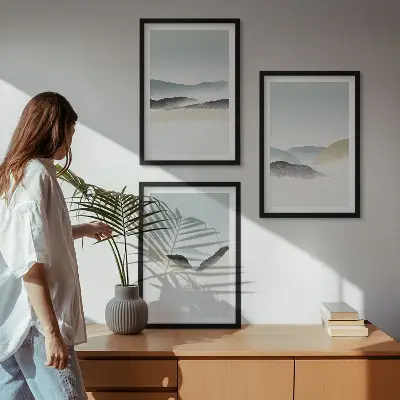 Fali dekorációs képkészlet minimalista pasztell hegyek mintával
