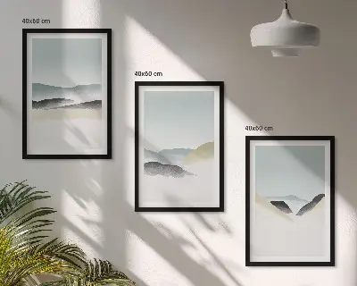 Fali dekorációs képkészlet minimalista pasztell hegyek mintával