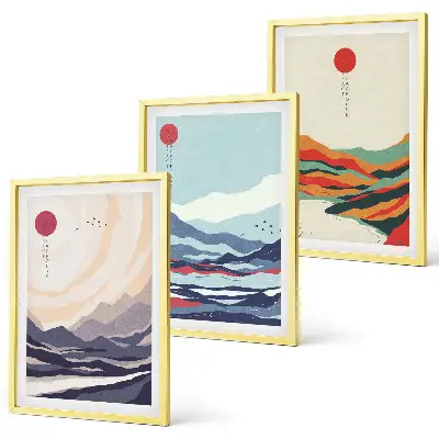 Japán hegyi absztrakciók keretezett képszett hálószobai dekoráció
