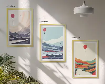 Japán hegyi absztrakciók keretezett képszett hálószobai dekoráció