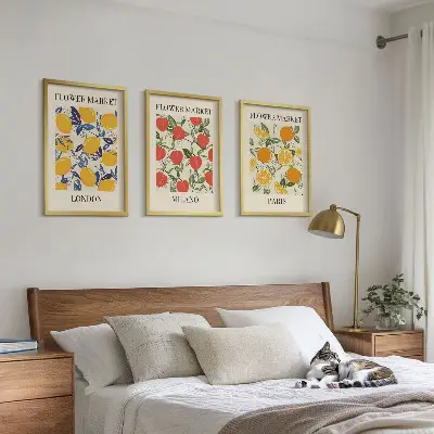 Virágmintás poszter szett keretezett képek hálószobai dekorációhoz