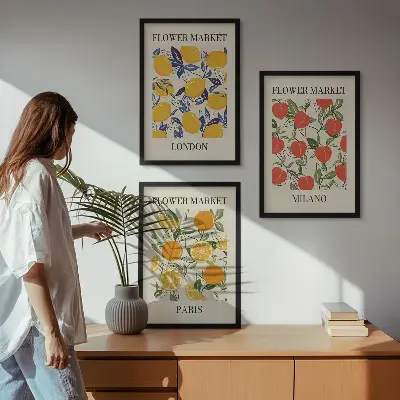 Virágmintás poszter szett keretezett képek hálószobai dekorációhoz