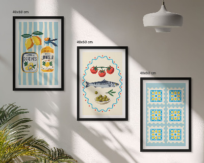 Fali dekoráció kép készlet Mediterrán stílusú konyha illusztrációk