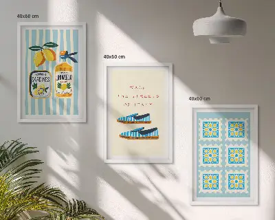 Fali dekoráció képkészlet gyümölcsök az olasz kultúra elemeivel