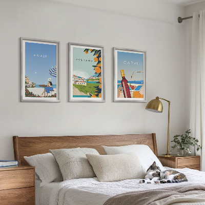 Keretezett kép szett hálószobába Amalfi, Positano és Capri